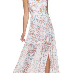 Chiffon Printed Maxi Summer Dress with Cut Out Detail